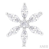 3/8 ctw Floral Motif Marquise and Round Cut Diamond Fashion Stud Earring in 14K White Gold
